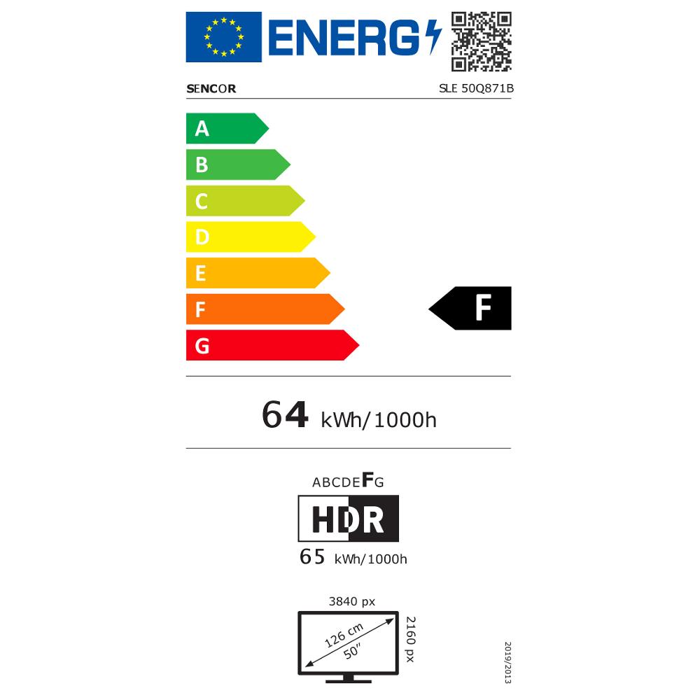 SLE 50Q871B Q-SERIES WEBOS TV SENCOR - energetický štítek