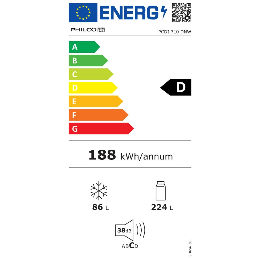PCDI 310 DNW KOMB. CHLADNIČKA PHILCO Kombinovaná chladnička - energetický štítek
